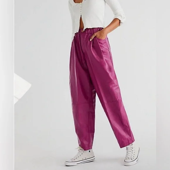 Free People Wide Leg Pants in Magenta - Picture 1 of 6